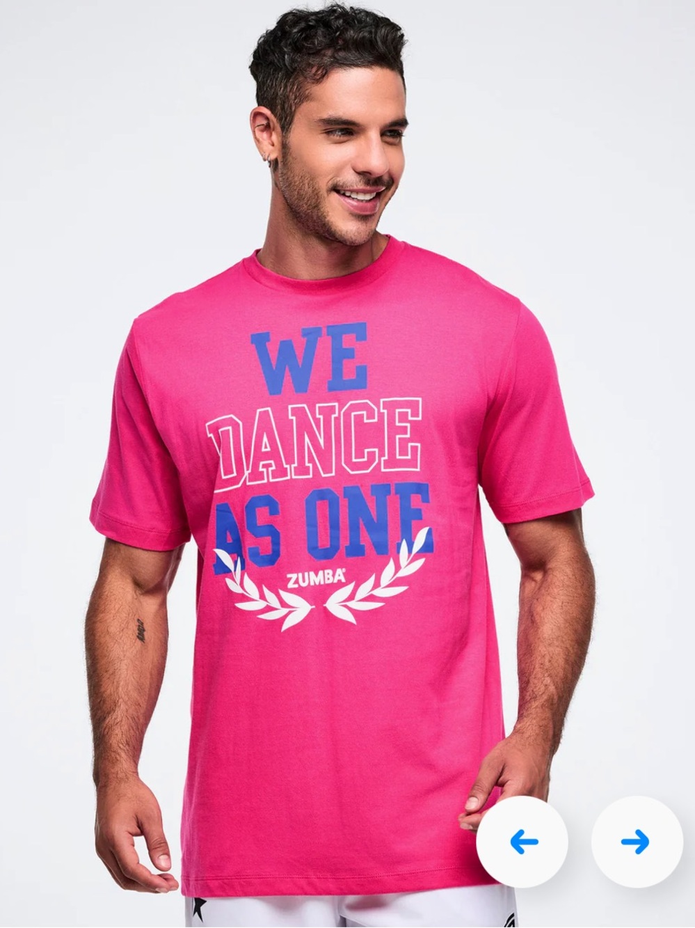 Zumba Fitness unisex Hot Pink Graphic Tee with Blue & White Print